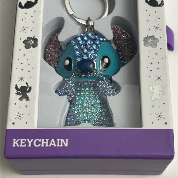 Disney (Lilo and)Stitch Blue and Purple Glitter Keychain / Clip on. new in box - Picture 2 of 2